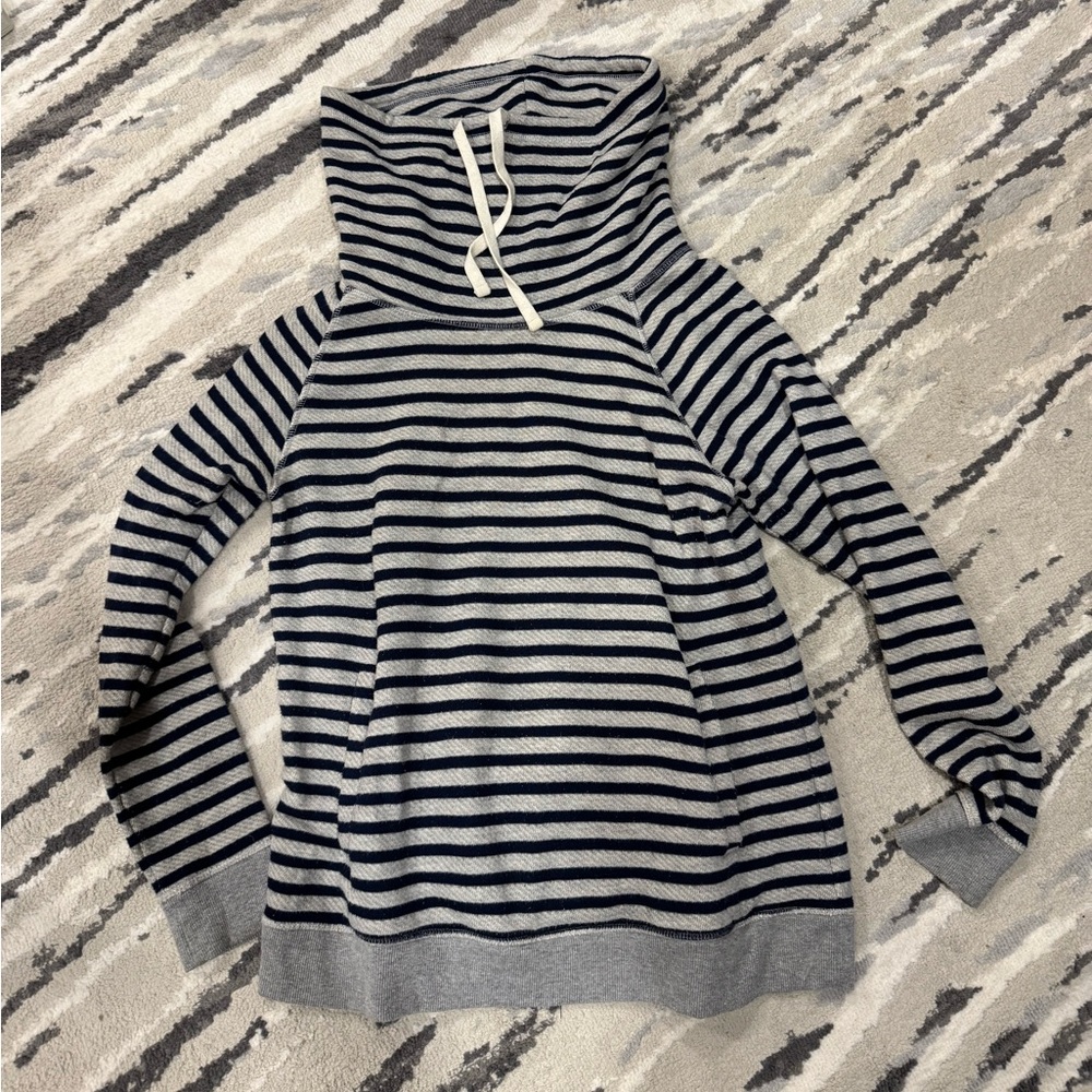 Cowl neck striped sweater
